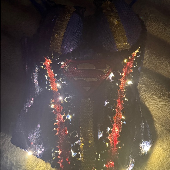 LED Halloween Costume Corset, Supergirl, Superhero, Size M, Sequins, Top, - Picture 15 of 16
